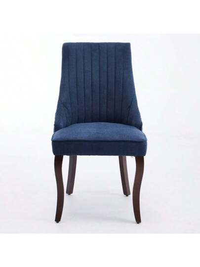 Rayon Cloth Flocking Linen Dining Chairs Channel Kitchen Dinner Stoel Comfy Fabric Upholstered Accent Room Curved Solid Wood Legs,Set Of (Beige), DE1847BG view 3