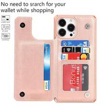 For IPhone 13 Pro Max Case With Card Holder, Wallet Case For Women Men, For IPhone 13 Pro Max Phone Case With Stand & Strap,Leather Shockproof Protective Case Cover- Rose Gold{"Color_name":"E-Rosegold"} - 多色17 - 查看 4
