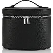 Bolsa de maquillaje, estuche de vanidad, bolsa de cosméticos con divisor extraíble, bolsa de aseo de viaje para mujeres, organizador portátil de caja de maquillaje, marrón - Negro - Ver 7