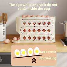 30-Egg Capacity 4-Tier Refrigerator Egg Rack - Automatic Rolling Egg Organizer With Space-Saving Design, Durable PE Material, Multi-Purpose Kitchen & Fridge Storage Rack For Freshness & Organization, Egg Holder For Refrigerator, Fridge Organization, Modern Kitchenware, Sturdy Construction, Home Cooks, Compact Design, Highquality Material, Meal Preppers - Màu be - Xem 7