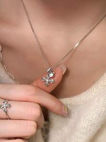 BALMORA 1 Dây chuyền mặt thánh giá bằng bạc Sterling S925 thời trang cổ điển đính đá Zirconia hình xương đòn, quà tặng sinh nhật cho nữ ngày lễ - Bạc - Xem 3