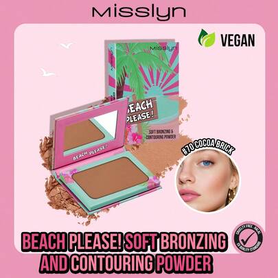  MISSLYN - Beach Please! Soft Bronze Contouring Powder, Matte Bronze Powder, High Color Payoff, Fine Smooth Texture, With Mirror, Face Contouring Bronzer, Long-Lasting Makeup, Lightweight & Breathable, Smooth Application, Makeup Brand, Face Makeup, Suitable For Women And Girls, Essential For Winter, Y2K Style, Fashionable & Versatile, Great Birthday Gift, Valentine's Day Gift, Party Essential, New Year Gift, Best Color, Cruelty-Free & Vegan