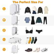 8 Set Compression Packing Cubes For Travel, Waterproof Luggage Organizers, Suitcase Organizer Set For Carry-On & Checked Baggage, Travel Accessories For Men & Women - White - View 6