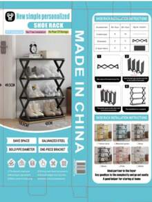 Scaffale portascarpe in plastica pieghevole e impilabile a 4 ripiani - Organizer salvaspazio a forma di X per ingresso, corridoio, camera da letto, dormitorio, facile da montare, design in plastica resistente, colore nero