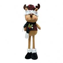 Christmas Plush Decor Retractable Legged Sequin Santa/Snowman/Reindeer Stuffed Animals Table Ornaments For Home Holiday