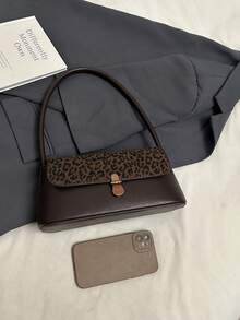 2025复古小众法棍包，新款时尚法式腋下包，单肩手提包，通勤包 - 咖啡棕 - 查看 4