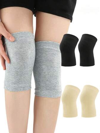 1 Pair Knee Pads Elastic Support Gym Knee Sleeve Elasticated Bandage Warm Kneepads, Protective Sports Cycling Dancing Air-Conditioned Room Warm Cotton Knee Pads