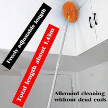 Retractable Household Cleaning Brush, Suitable For Ceiling Cleaning, Ceiling Fan Cleaning, Household Essential Cleaning Brush, Convenient Cleaning Brush, Cleaning Tool, Dust Removal Supplies - 橘色 - 查看 3