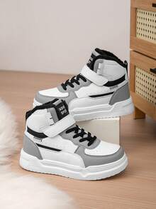 1 par de zapatos deportivos de invierno para niños con cierre de gancho y bucle, planos, cómodos y con forro térmico, zapatos casuales navideños para niños, adecuados para actividades diarias al aire libre en invierno