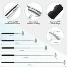 4Pcs Different Back Scratcher Extendable Back Massager With Rubber Handles, Metal Portable Telescoping Back Scratcher, Stocking Stuffers Men Women (Black) A7UF - Black - View 5
