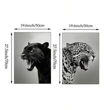 1/2 件豹纹肖像墙画黑白印刷帆布画动物海报简约现代卧室、客厅或办公室、宿舍装饰礼物（无框） - 彩色 - 查看 7