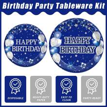 10/20/40/50 pièces, Assiettes en papier bleu marine pour anniversaire de 7 pouces et 9 pouces, Assiettes à dessert pour anniversaire bleu marine et argent pailleté, Décorations de fête bleue, Convient pour les assiettes à dessert pour les fêtes d'anniversaire des hommes et des femmes de 18/21/30/40/50 ans