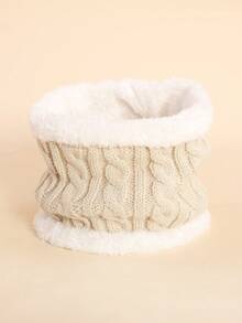 1 pieza Cuello de punto de cable de unicolor para niños, bufanda cálida de otoño/invierno para niños y niñas - color sólido - Ver 4