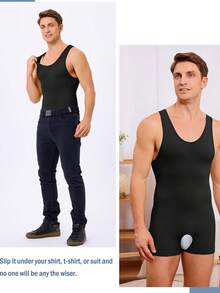 TAILONG Mens Full Body Shaper Slimming Shirt Tummy Control Shapewear Sleeveless Compression Bodysuit Para Hombres - Black - View 4