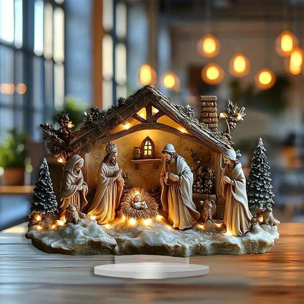 Acrylic Nativity Scene Decor, Suitable For Home And Office Decoration