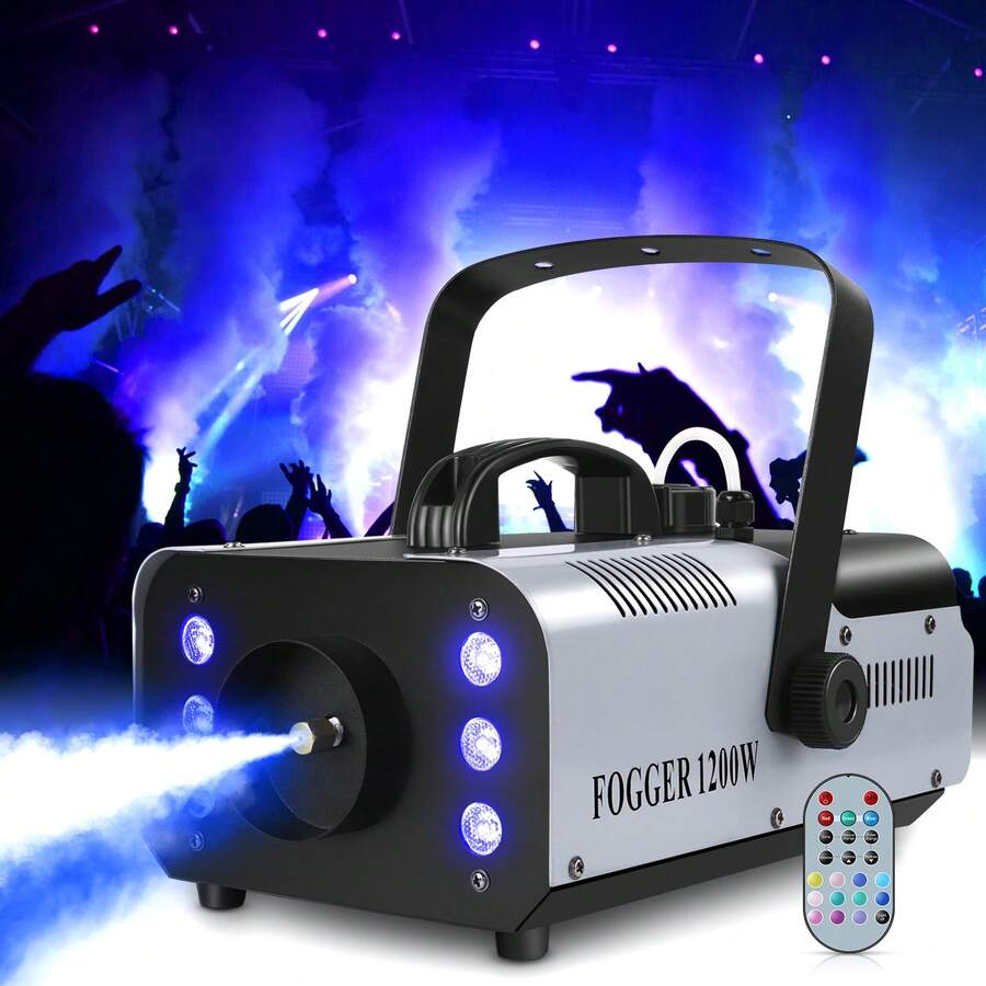U'King 1200W RGB Fog Machine Professional Stage Smoke Machine With Wireless Remote Control For Atmosphere Theatrical Stage Party DJ Halloween Wedding Outdoor Indoor Christmas DJ Disco Ballroom KTV