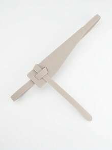 1pc Women's Adjustable Lychee Texture Casual Skinny Belt, Suitable For Summer Outings - Grey - View 2