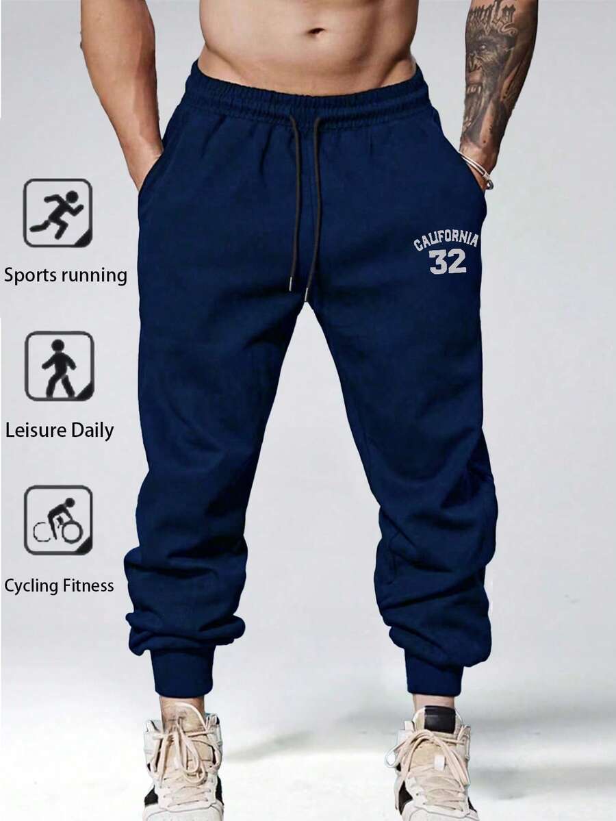 男士修身抽绳腰运动裤，休闲时尚，春秋季