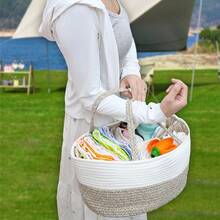 1 Stück Mehrzweck Aufbewahrungskorb, geteilter tragbarer Organizer Korb für Flaschen, Windeln, Babyutensilien, handgewebter Seil Wäschekorb, Großraum Aufbewahrungsbehälter für Zuhause, Schlafzimmer, Spielsachen, Outdoor Nutzung