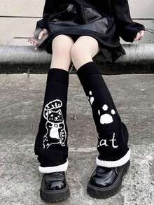半双装女士纯色针织腿套，装饰性腿套，春秋季保暖袜，Y2K亚文化喇叭腿套，JK长款腿套圣诞礼物 - 常規款 - 查看 14