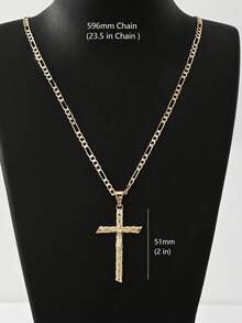 1 件全新防过敏铜镶嵌锆石十字架吊坠项链，适合圣诞节/感恩节/万圣节/母亲节/情人节情侣/朋友/信徒、天主教初次圣餐、礼物、日常和节日穿着 - 金黃色 - 查看 8