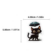56 piezas de pegatinas de la serie de gatos negros de dibujos animados, adecuadas para scrapbooking, diarios, portátiles, botellas de agua, coches, etc. Diseño basado en la fe con mensajes positivos, gran regalo