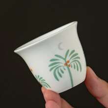 6/12pcs Palm Tree Pattern Reusable Ceramic Espresso Cups, Suitable For Family Gatherings And Special Occasions, Saudi Style, Durable Ceramic Cups | Botanical Themed Decor - Multicolor - View 6