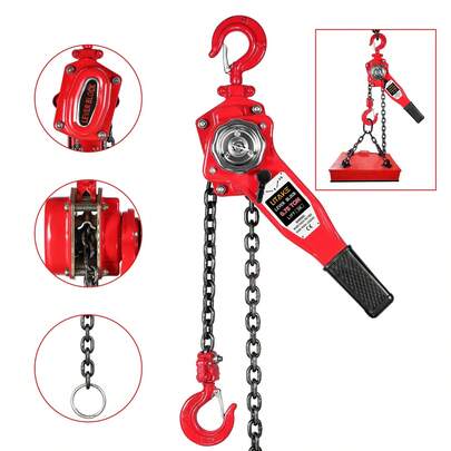 Manueller Hebelkettenzug, 0,75 Tonnen, 300 cm lange Kette aus legiertem Stahl, manueller Ratschenkettenzug mit Haken zum Heben und Ziehen in Bau-, Garagen- und Lagerhallen sowie in der Automobilindustrie