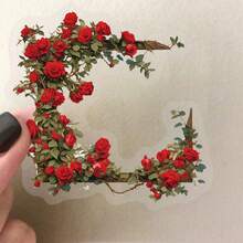 50片复古角花贴纸 DIY手机壳材料手册 水杯植物透明PET贴纸