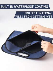 1pc Durable Zipper Document Bag, Large Capacity Conference Bag, Double Layer Multi-Functional Document Organizer, File Folder, Business Meeting Zipper Document Bag