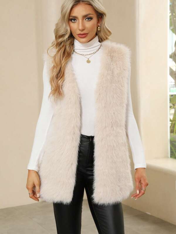 Women's Faux Fur Short Vest Jacket For Autumn/Winter