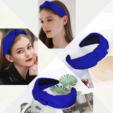 Knotted Headbands For Women Girls Royal Blue Headband Non Slip Wide Top Knot Head Band Cute Fashion Hairband Fabric Hair Accessories Comfortable Elastic Hair Band Halloween Costume Party Gifts