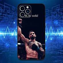 Custodia per telefono I-Ilia Fighting T-Topuria compatibile con 16, 15, 14, 13, 12, 11 Plus, Pro Max, XS, X, XR, SE, Mini, 8, 7, in morbido silicone nero, compatibile anche con custodie per iPhone 17, 17 Pro e 17 Pro Max