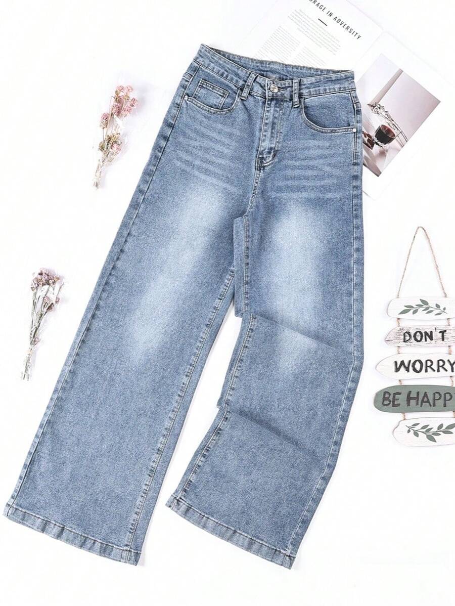 HIMARRI Elegantes jeans azules de mezclilla acampanados para mujer con detalles de estrellas, muy elásticos, largos y casuales. - Azul - Ver 1