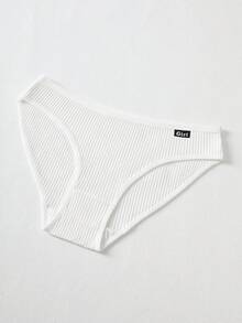 5Pcs Sexy Briefs Panties Ribbed Low Waist Underwear For Women Stretchy Underpants Panty Traceless Lingerie Comfortable Knickers Soft Minimal Style Letter Design For Daily Wear