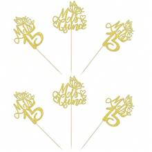 12 PCS Mis 15 Centerpiece Sticks Glitter Happy 15th Birthday Centerpieces Mis Quince 15 Fabulous Floral Decorations For Cheers To 15 Years Birthday Anniversary Party Table Centerpieces Supplies Gold{"Color_name":"Gold"} - 金色 - 查看 4