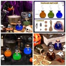 Potion Bottles Halloween Decoration, Set Of 4 Glass Potion Bottles With Corks And 10 Halloween Bottle Labels, Halloween Tiered Tray Decor, Halloween Decorations Indoor