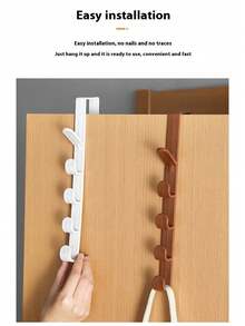 1 Colgador de puerta de dormitorio, perchero, almacenamiento doméstico de plástico en la puerta, gancho organizador, estante para bolsas, primavera, minimalista, parte superior de verano hecha de material PP