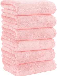 6 件装优质毛巾套装 - 速干 - 柔软超细纤维珊瑚绒高吸水性洗脸巾 - 多用途，可用作沐浴、水疗、面部、指尖毛巾