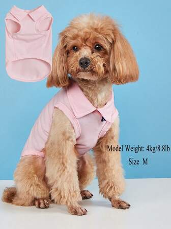 1 pieza Camisa sin mangas casual para cachorros pequeños, Teddy, Poodle, unicolor minimalista, primavera/verano