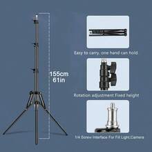 AXNEN 155cm Floor-Standing Tripod Stand Adjustable Length Professional Photography Accessior Stand,1/4 Screw Interface Suitable For Digital Camera,Camcorder,Phone Holder,Fill Light,Living Streaming,Professional Photography,Outdoor Shooting,Indoor Recording - Black and White - View 3