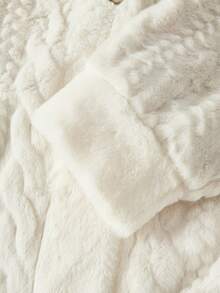 休闲优雅时尚别致通勤日常温暖浪漫蓬松长款女士冬季外套，厚实开衫 - 白色 - 查看 11