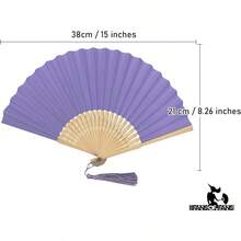 Paper Handheld Folding Fan With A Tassel And Grade A Bamboo Ribs For Women Girls Summer Party Favour Birthday Wedding Gift Soft Pastel Purple