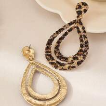 Exaggerated Personality New Double-Layer Leopard Print Retro Alloy Fashion Earrings - Họa tiết da báo hình giọt nước lớn - Xem 2