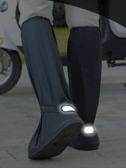 1 par vattentäta regnskoskydd, halkfria tjocka och slitstarka cykelstövlar för män och kvinnor