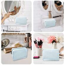GFU Makeup Bag For Women, Cute Cosmetic Bag, Lightweight Toiletry Make Up Bag, Large Seersucker Aesthetic Organizer Storage Pouch For Girls, Women And Moms Gifts, Lightblue{"Color_name":"LightBlue"} - 淺藍色 - 查看 8