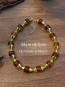 1pc Vintage Luxury Autumn/Winter Multilayer Beaded Necklace, Asymmetrical Design, Elegant Necklace Suitable For Women To Pair With Sweaters, Suitable For Parties And Gatherings, Great Gift For Friends And Family