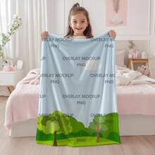 Baby Blanket Mockup, Overlay PNG Mockup, Throw Blanket Mockup, Canva PNG Overlay, Velveteen Plush Kids Mockup, Boho Nursery Mockup - Màu xanh lam - Xem 8