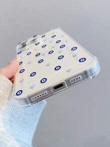 1pc Fashionable Full-Screen Blue Eye & Heart Pattern Transparent TPU Shockproof Phone Case Compatible With IPhone XS/XS Max/XR/11/12/13/14/14 Plus/15/15 Plus/16/16 Plus/7/8 Plus/17/17 Pro And Other Models - Multicolor - View 5