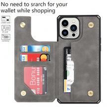 For IPhone 13 Pro Max Case With Card Holder, Wallet Case For Women Men,Phone Case For IPhone 13 Pro Max Case With Stand And Strap,Leather Shockproof Protective Cover-Grey{"Color_name":"A-Grey"} - 多色29 - 查看 4